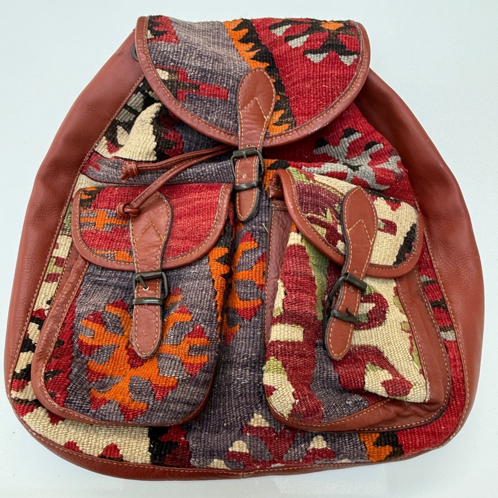 Vintage Wool Patterned Women's Backpack - image 1